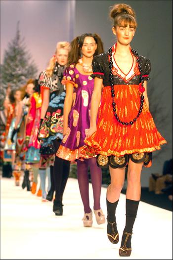 models in bright creations during London Fashion Week